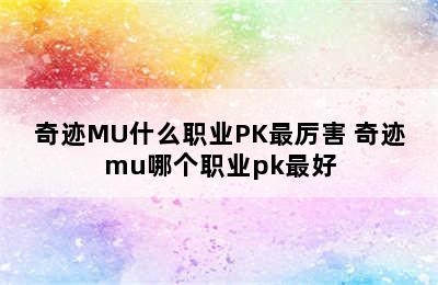 奇迹MU什么职业PK最厉害 奇迹mu哪个职业pk最好